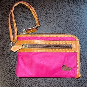 Dooney &Bourke hot pink wristlet nylon and leather